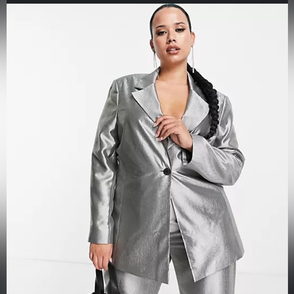 ASOS Curve Silver Blazer